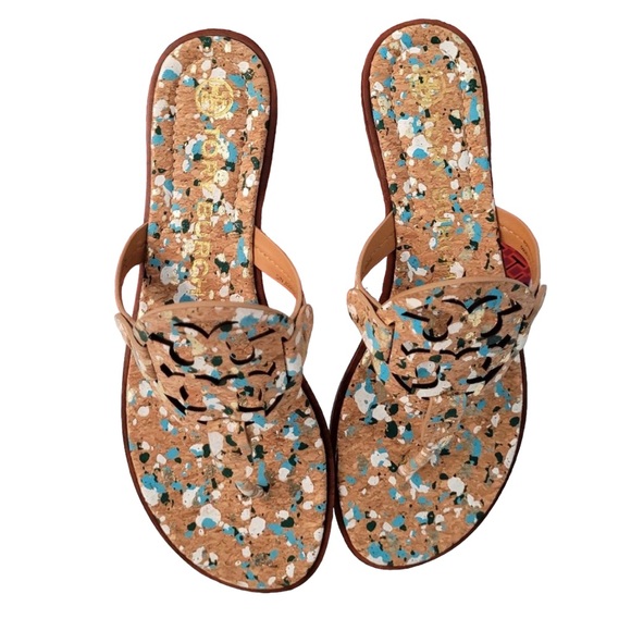 Lovely Tory Burch Miller Floral Summer Sandals Shoes Thongs Flats 8 New in Box - Picture 2 of 7